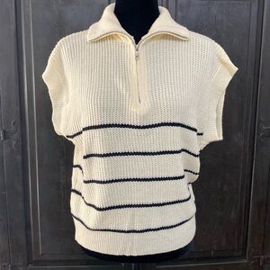 SHEIN Cream & Black stripe sleeveless sweater vest - Size medium with bag